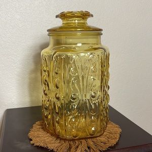 LE Smith Imperial Glass Canister in Amber Gold 9” Apothecary Jar